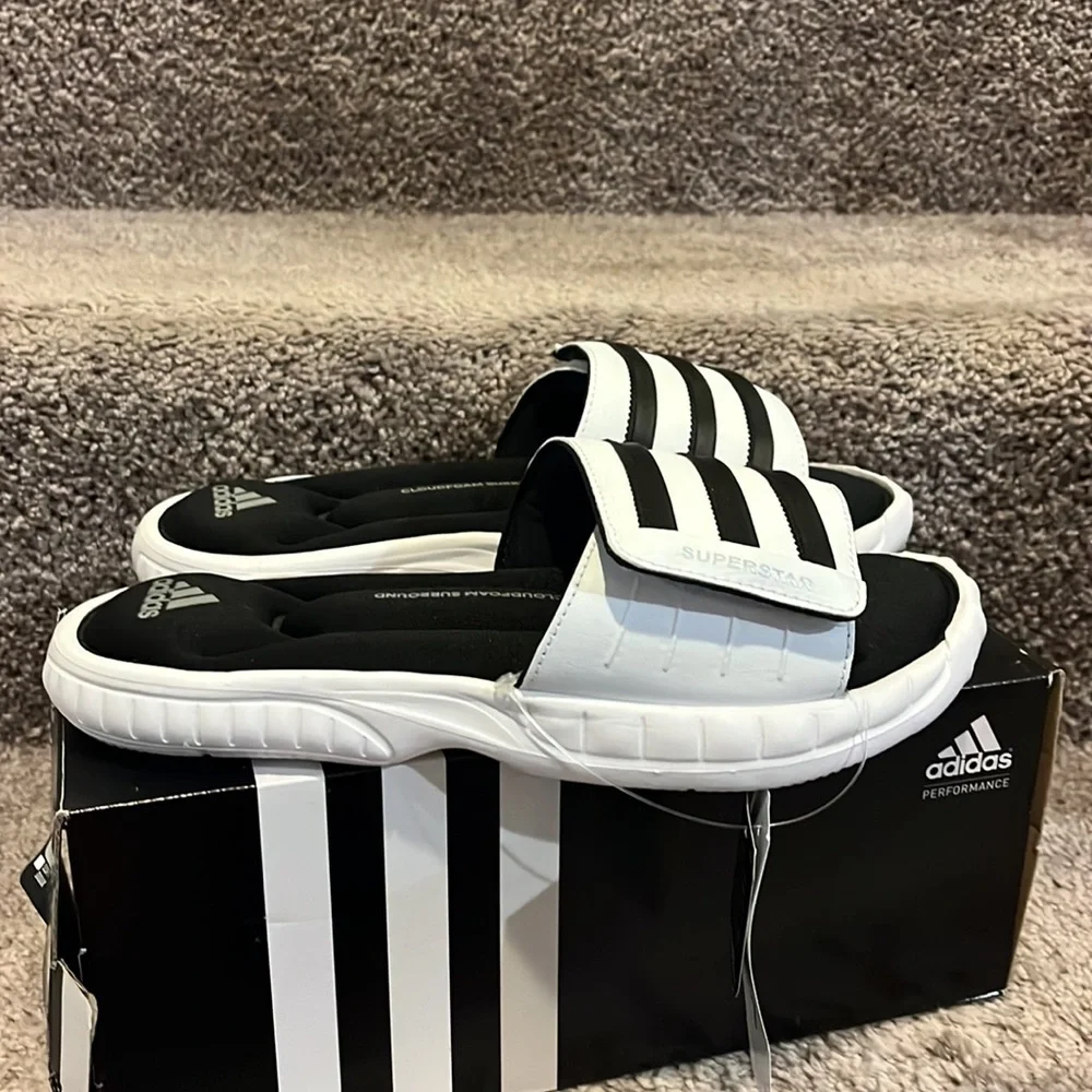 Adidas Superstar 3G Slides Sandals Shoes new white black G61951 Mens Size 7